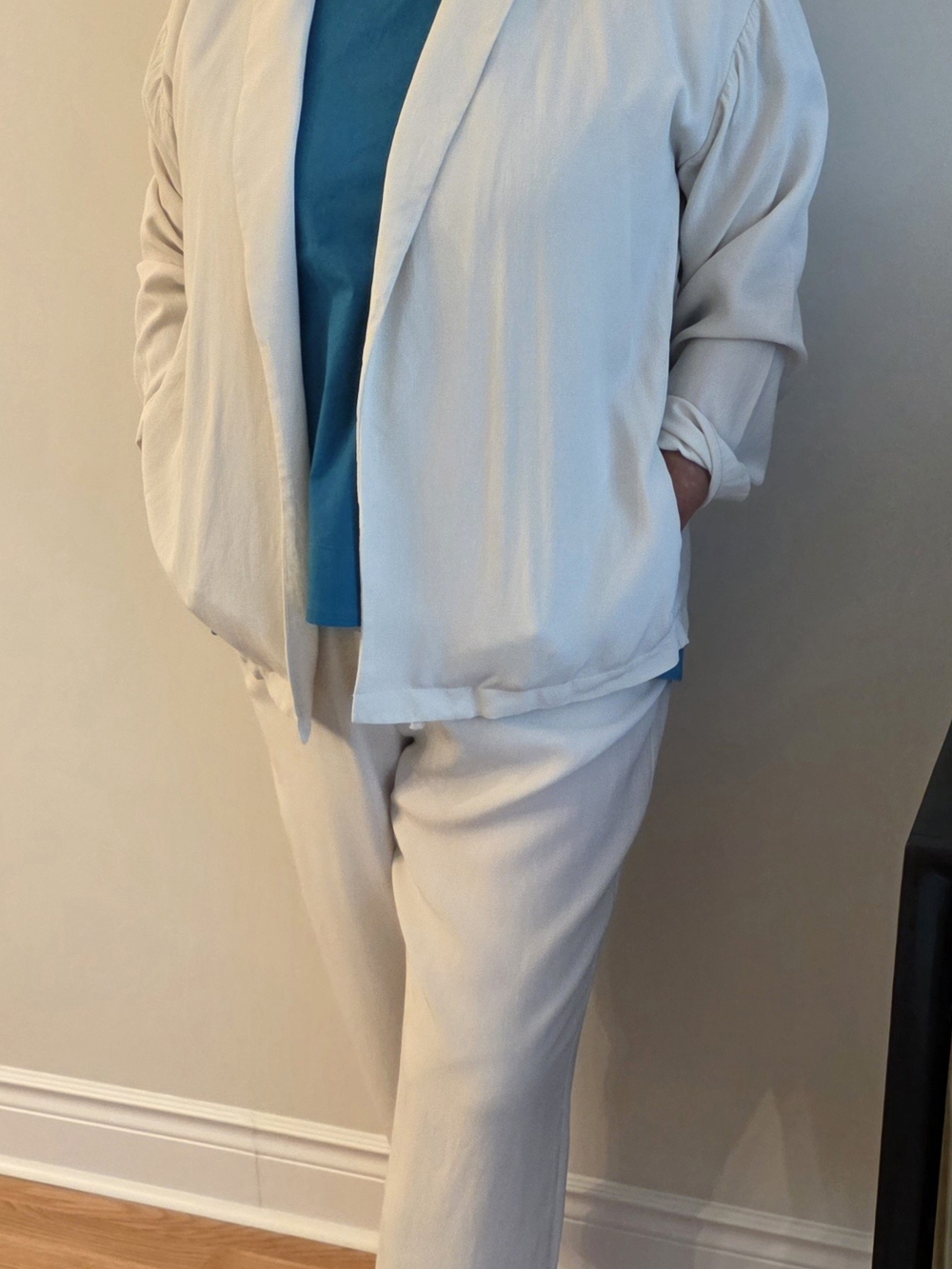 EILEEN FISHER Unstructured Bone Blazer and Drawstring Pants Set